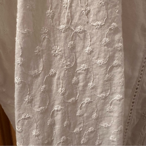 Linen Cottage Core Whimsy Fairy Peasant Button-up Bell Sleeve Ruffled Blouse - Picture 5 of 15